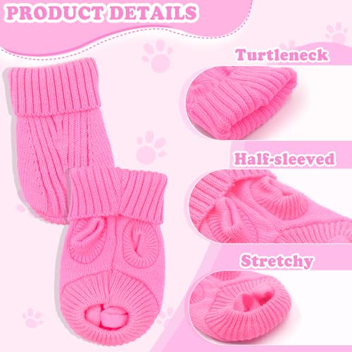 2 Pack XS Dog Sweaters for Small Dogs Girl Knitted Turtleneck Puppy Sweater Warm Fall Winter Female Dog Clothes Pullover Cat Sweater Xs (X-Small / Pink+Light Pink)