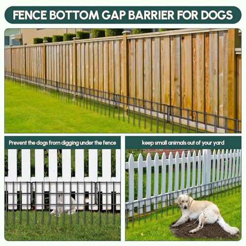 42.5ft (L) x 13in (H) Garden Fence Animal Barrier, 30 Panels No Dig Fence for Dogs, 1.35in Gap Rustproof Metal Decorative Garden Fencing, Anti Digging Barrier Ground Defense Border for Outdoor, Yard (Black / 30 panels, 42.5ft(L)×13in(H) Black)