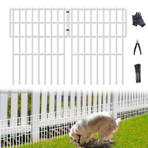 26 Panels No Dig Fence (White / 26 Panels, 28ft(L) x 17in(H))