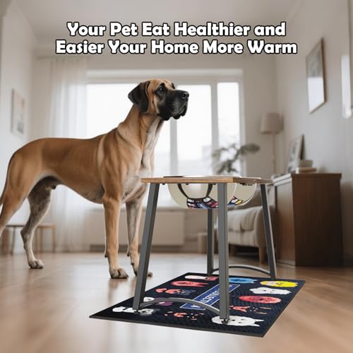 Elevated Dog Bowls for Large Dogs with Slow Feeder & Mat (H:16.5", Slow Feeder & Mat,101oz Cap.)