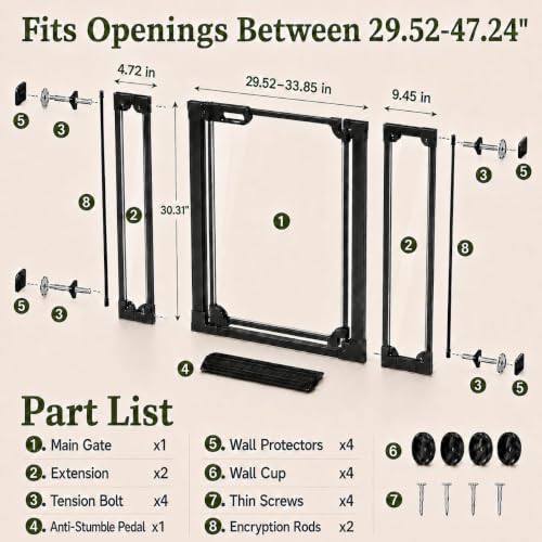 Clear Acrylic Baby Gate 29.52 (Black / 29.52-47.24"W)