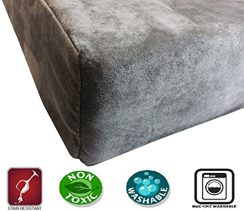 Orthopedic Dog Bed with Memory Foam for Medium Large Pet (Large 41" Length X 27" Width / Microsuede in Gray)