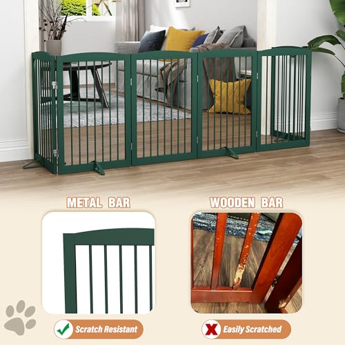 Freestanding Pet Gate for Dogs (32" Height-6 Panel / Green)