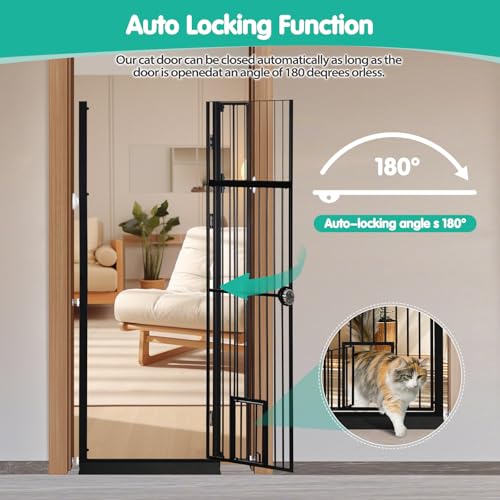 71 Inch Extra Tall Pet Gate with Cat Door