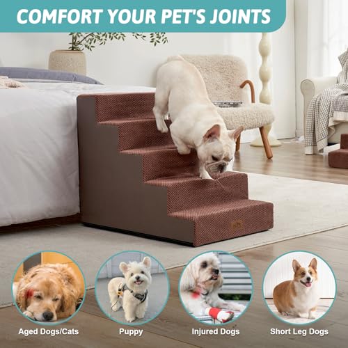 Dog Stairs for Small Dogs (Brown / 19.7x29.5x23.6 inch)