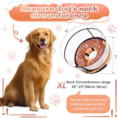 Inflatable Dog Cone Collar with Detachable Enhanced Anti (Brown / XL（neck 18"-23"）)