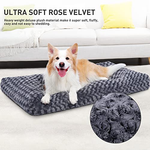 Washable Dog Beds Large Sized Dog Crate Bed Pet Mat 47"x29" Gark Gray (Dark Grey / 47.0"L x 29.0"W x 4.0"Th)