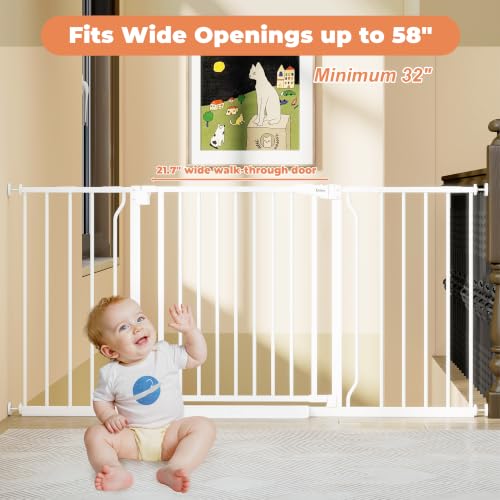 29" 58" Extra Wide Baby Gate (White / 32-58"Wide, 28"Tall)