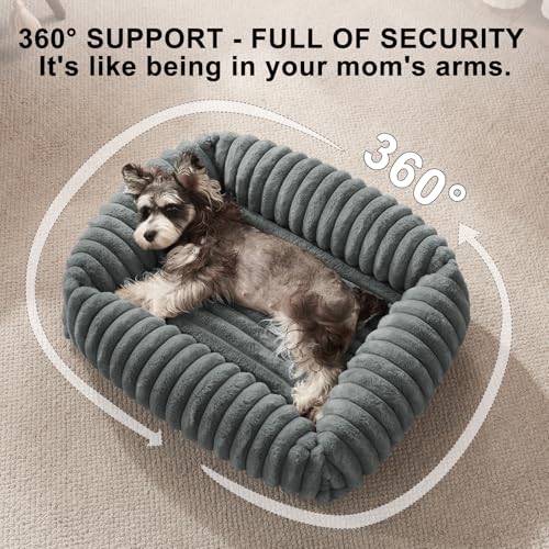 Washable Dog Bed for Small Dogs (Grey / S (20"x19"x6"))