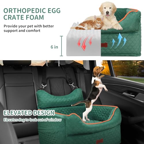 Dog Car Seat for Small Dogs Up to 25 lbs with 6 (Green)