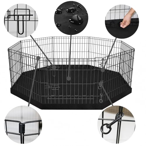 Foldable Metal Dog Exercise Pen (Black / 36''H)