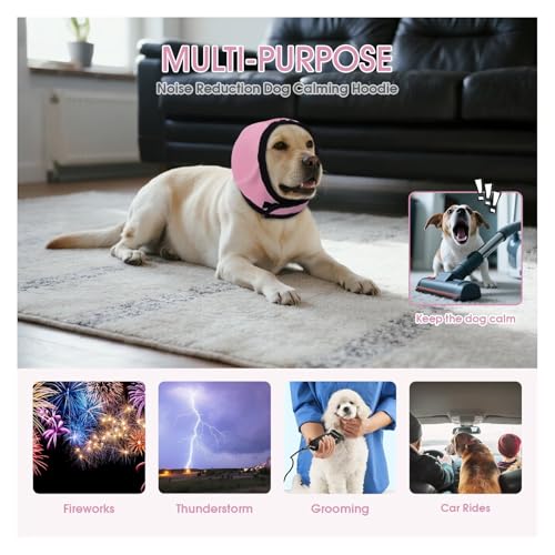 Dog Calming Hoodie Water Resistant (Pink / Small(Head Circle:10"-15",Weight:17-39 lb))
