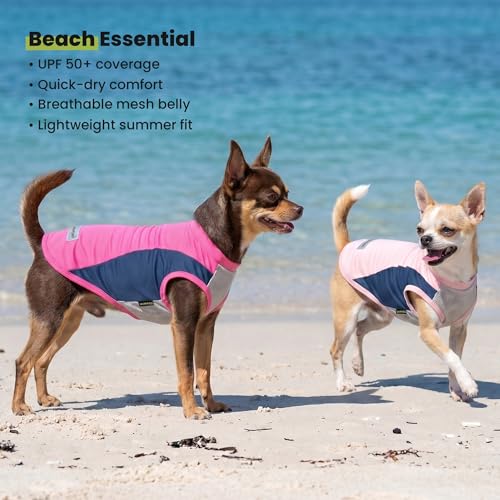 2 Pack UPF 50+ UV Sun Protection Dog Shirt (Large / Rose Red-Pink)