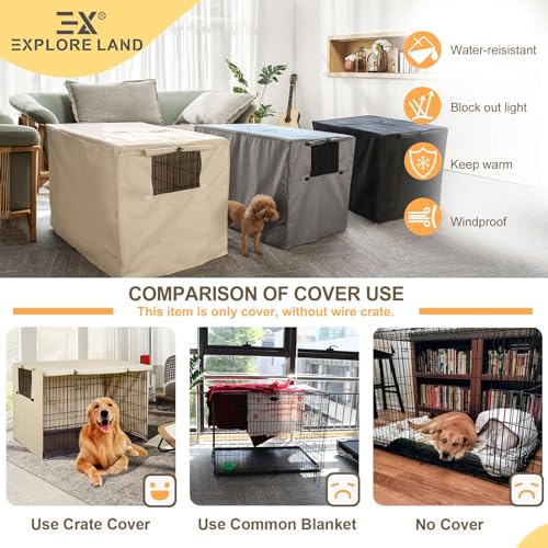 Dog Crate Cover (Tan / 36.0"L x 23.0"W x 25.0"H)