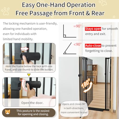 Extra Tall Cat Gate 55.12" High 29.92" (55.12" H-black / 29.92"-34.24" W)