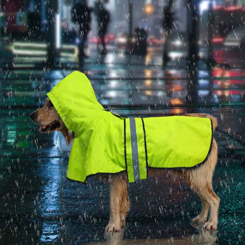 Dog Raincoat Hooded Poncho (Green / Large)