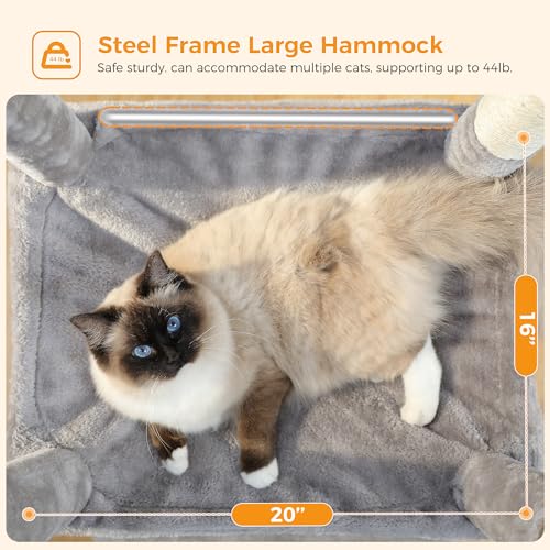 56.3" Cat Tree with Metal Hammock (Grey / 56.3in)