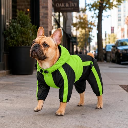 American Bully Pitbull Dog Hooded Raincoat (B-M (for Bulldog/Beefy dog) / Green)
