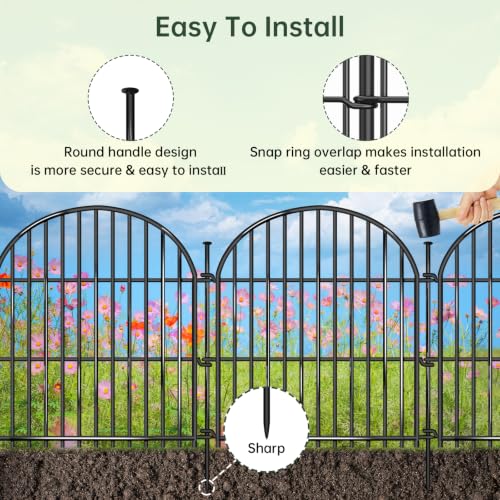 20 Panels No Dig Decorative Garden Fence (Black / 20 Panels, 40ft(L) x 24in(H))