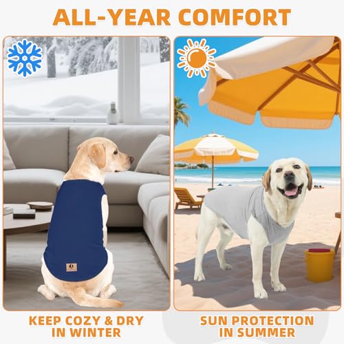 Boy Dog Clothes for Large Dogs (Navy Blue&Grey / X-Large(Chest 26", Back 19"))