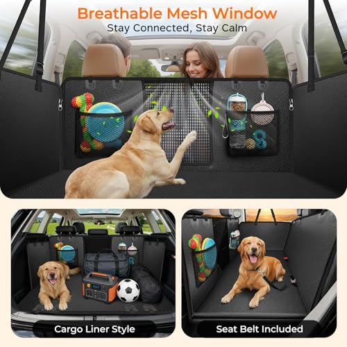 PU Leather Dog Back Seat Extender for Full (Matte Black / XL - Full Size Crew Cab Truck)