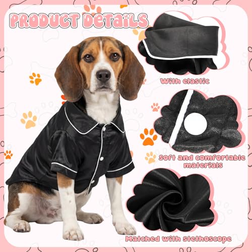 Dog Silk Pajamas Shirts Puppy Satin Pjs Pet Sleepwear Soft Faux Silk Lapel Two (L / Black)
