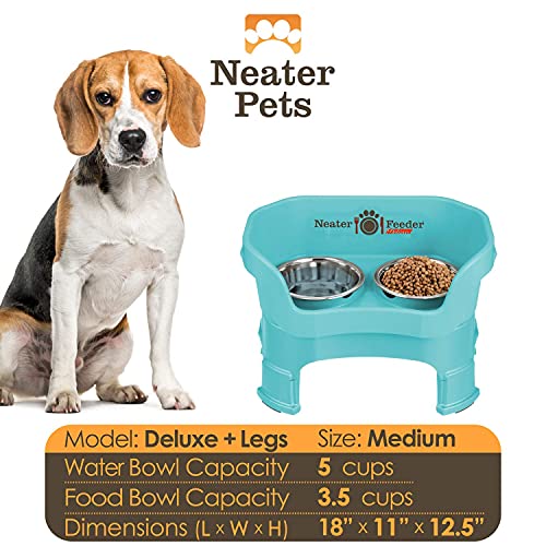 Neater Feeder Deluxe Mess (Medium + Standard Bowl / Aquamarine)