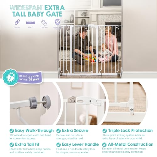36" Extra Tall and Wide Baby Gate (White / 29-49"W x 36"H)