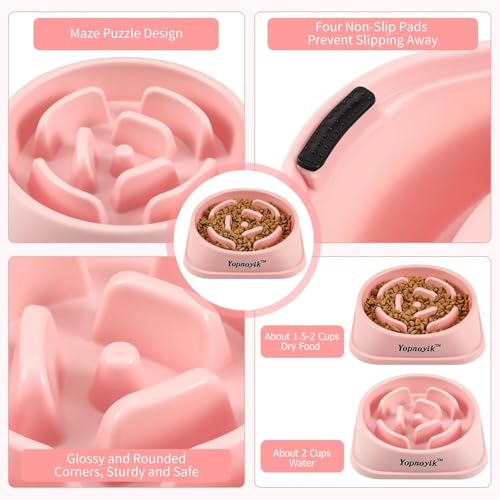 Slow Feeder Dog Bowls for Medium Dogs & Cats (Medium / Pink)