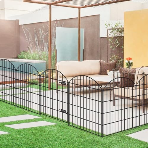 Metal Garden Fence with Gate 36 in x 23.3 ft (36"Hx23.3ft (Gate+9Panels))