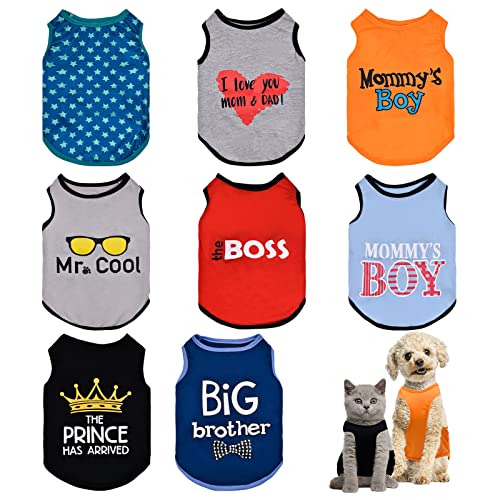 8 Pcs Pet Shirts for Small Dogs Cats (For cool boy / Medium)
