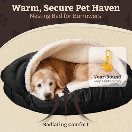 Cozy Cave Dog Bed (35.0"L x 35.0"W x 8.0"Th / Black)