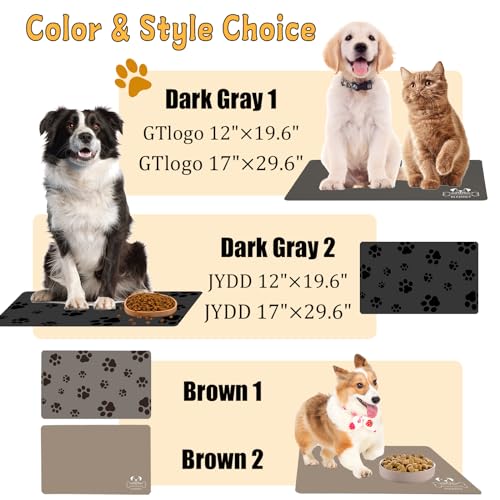 12"×20" Brown Absorbent Dog Mat for Food and Water Bowl (Brown-GT / 12"×20")