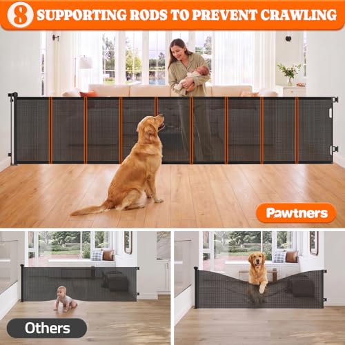 Retractable Baby Gates (Black / 0-120" W x 34" H)