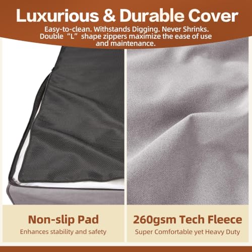 XXL 35D Memory Foam Dog Bed for Extra Large Dogs (XX-Large / Grey)