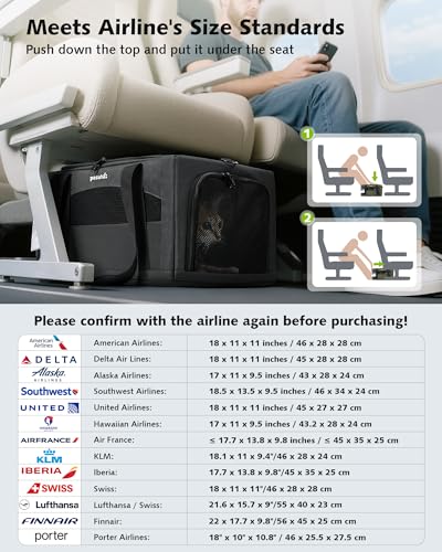 Top Expandable Airline Approved Pet Carrier for Cats (Dark Gray)