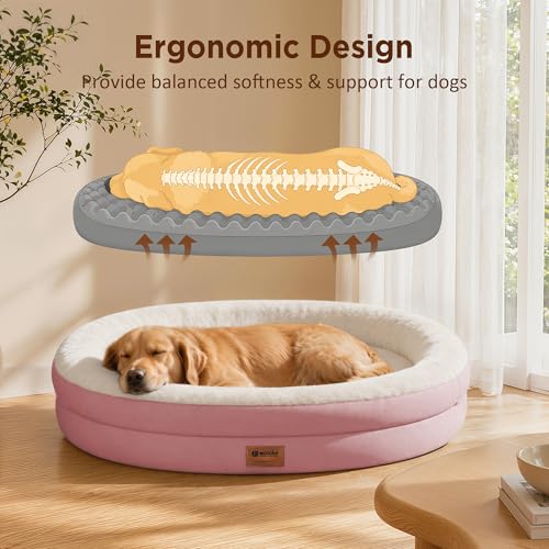Waterproof Orthopedic Dog Bed for Extra Large Dogs (Pink / 48"L x 35"W x 7.5"Th)