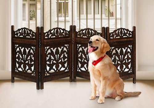 Dog Gate Wooden Free Standing Gate (Burnt / 72"x24" Gamla 4 Panels)