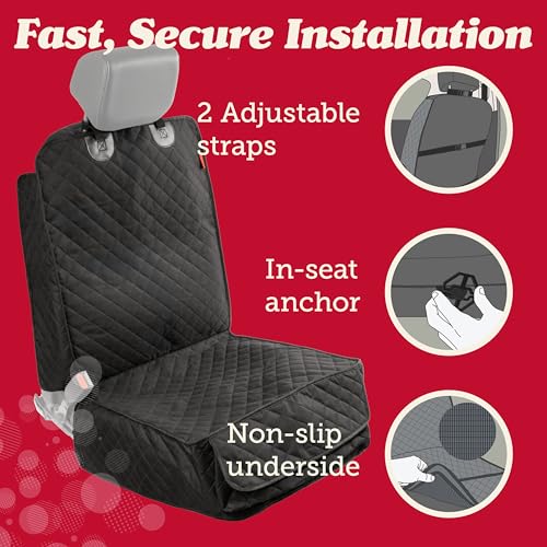 Dog Car Seat Cover for Front Seat (- Single Seat - Black)