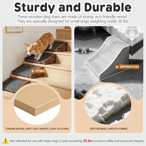 2Pcs Low Angled Wooden Dog Ramp for Stairs (2Pcs)