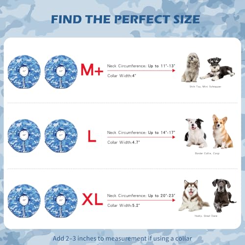 Inflatable Recovery Dog Cone Collar (Blue Camo / Medium (Neck:8''-10''))