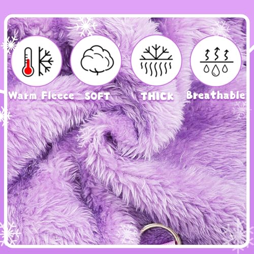 Dog Sweater Winter Warm Dog Pajamas for Small Dogs Fleece Thermal Soft Puppy Pjs Coat Stretchy Jumpsuit Doggie Pet Clothes Outfits Cat Apparel (Purple / X-Small)