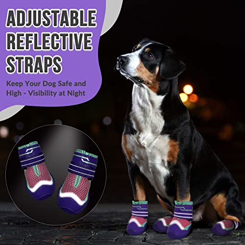 Dog Shoes for Large Small Medium Dogs (Purple / #2 (Width 1.8 inch) for 21-30 lbs)