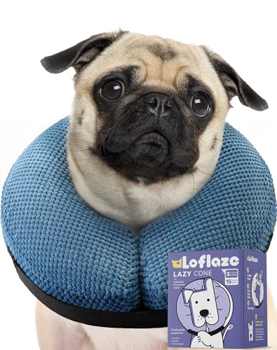 Inflatable Dog Cone Collar (L+(Neck 15"-18") / Blue)