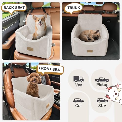Dog Car Seats for Small Medium Dogs Under 35lbs (Beige / Small/Medium)