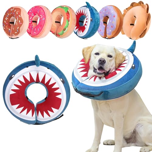 Dog Cone Collar Alternative After Surgery (Shark Donut / L(Neck:16"-18"))