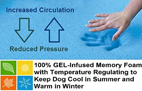 Orthopedic Gel Infused Cooling Memory Foam Dog Bed for Large Dog (XXL 55" Length X 37" Width / Microsuede in Brown)