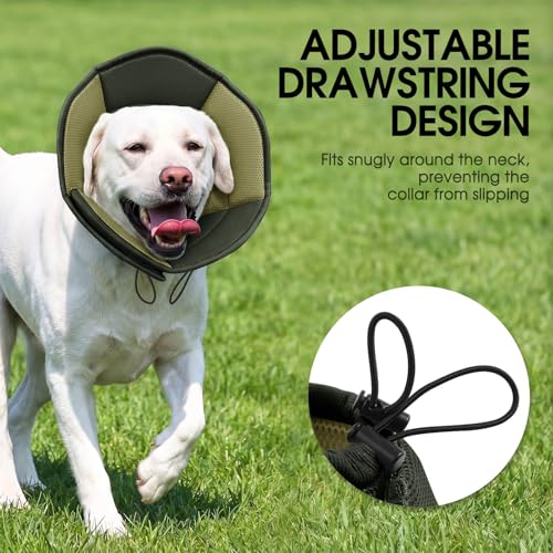 Dog Cones for Medium Dogs Soft Cone for Dogs to Stop Licking (Army Green / Medium)