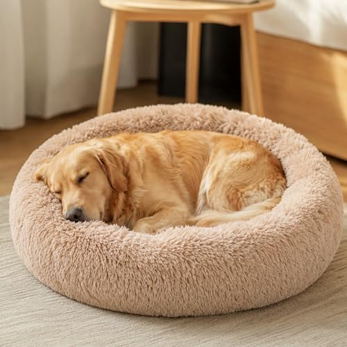 Calming Dog Beds Extra Large Sized Dog (Camel / 45.0"L x 45.0"W x 10.0"Th)