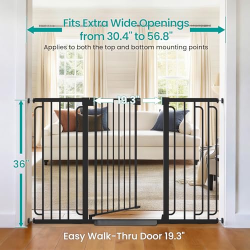 36" Extra Tall Baby Gate (Black / 30.4"-56.8" W x 36" H)